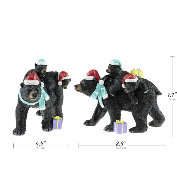 Resin Christmas Figurine Black Bear Family Decoration for Tables and Shelves - Picture 2 of 7